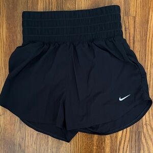 Nike Black Women's Smocked Waist Athletic Shorts with Swoosh